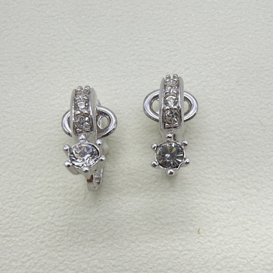 Nina Ricci Vintage Rhinestone Motif Silver Clip-on Earrings