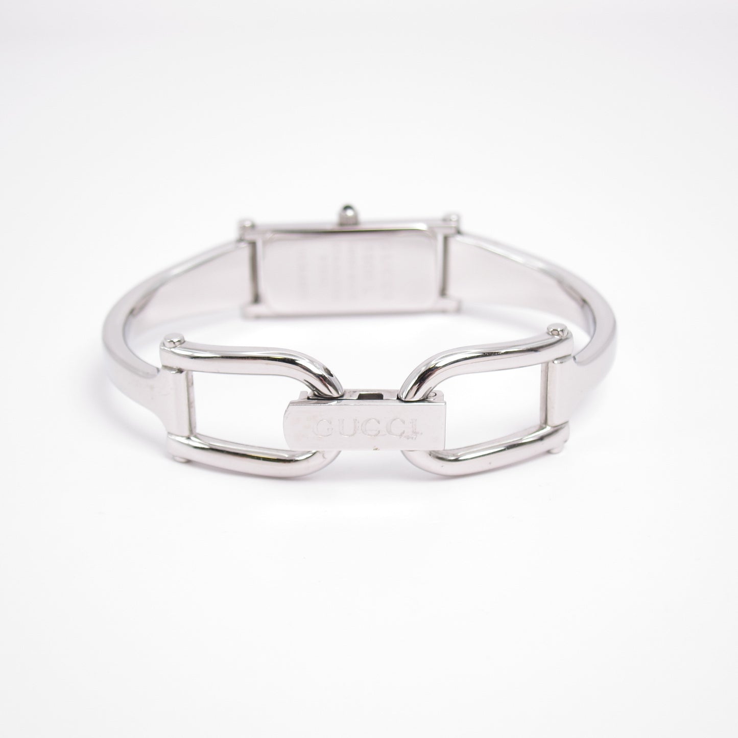 Gucci Vintage Rectangle Blue Face Silver Bangle Watch
