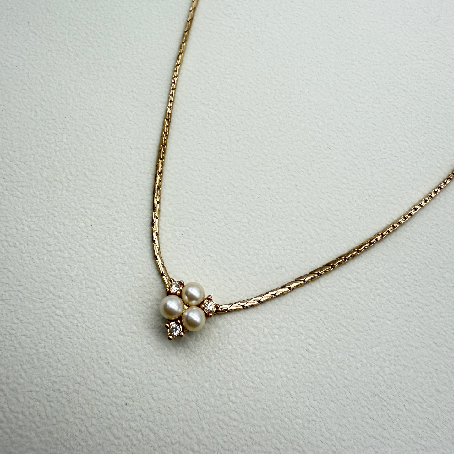 Christian Dior Vintage Pearl and Rhinestone Golden Necklace