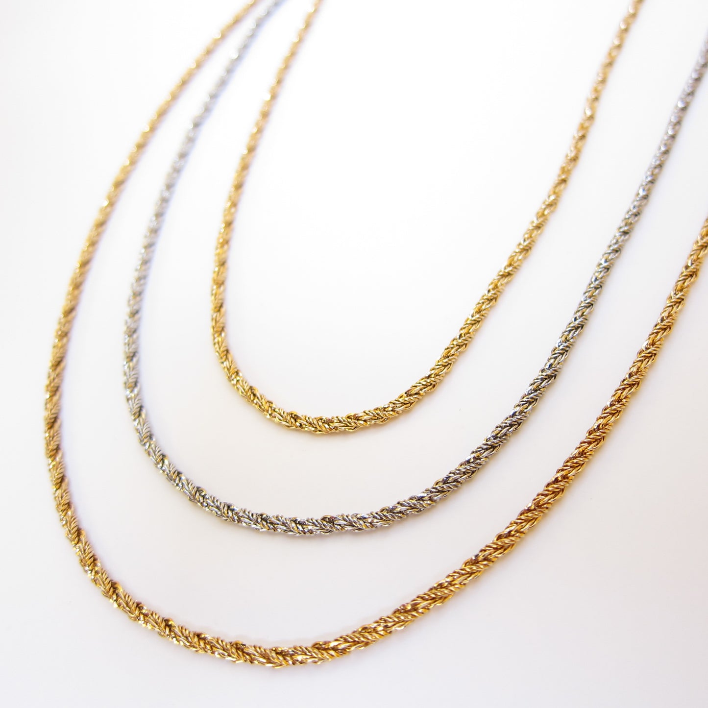 Christian Dior Vintage Two Tone 3-row Long Necklace