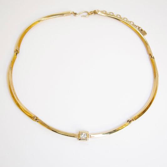 Givenchy Vintage Square Rhinestone Golden Choker
