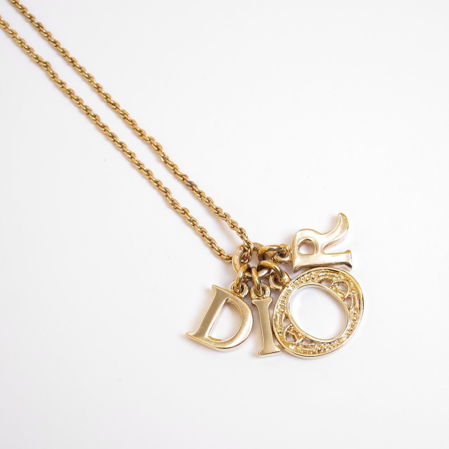 Christian Dior Vintage Dior  Letter Charm Golden Necklace
