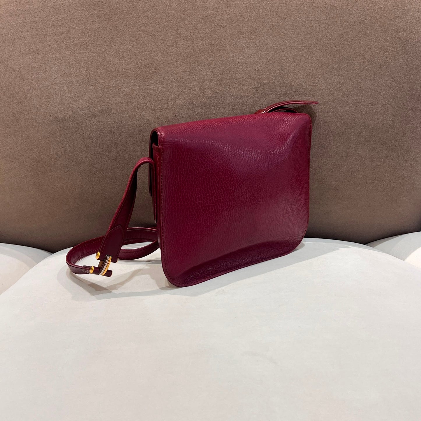 Cartier Vintage Bordeaux Leather Shoulder Bag