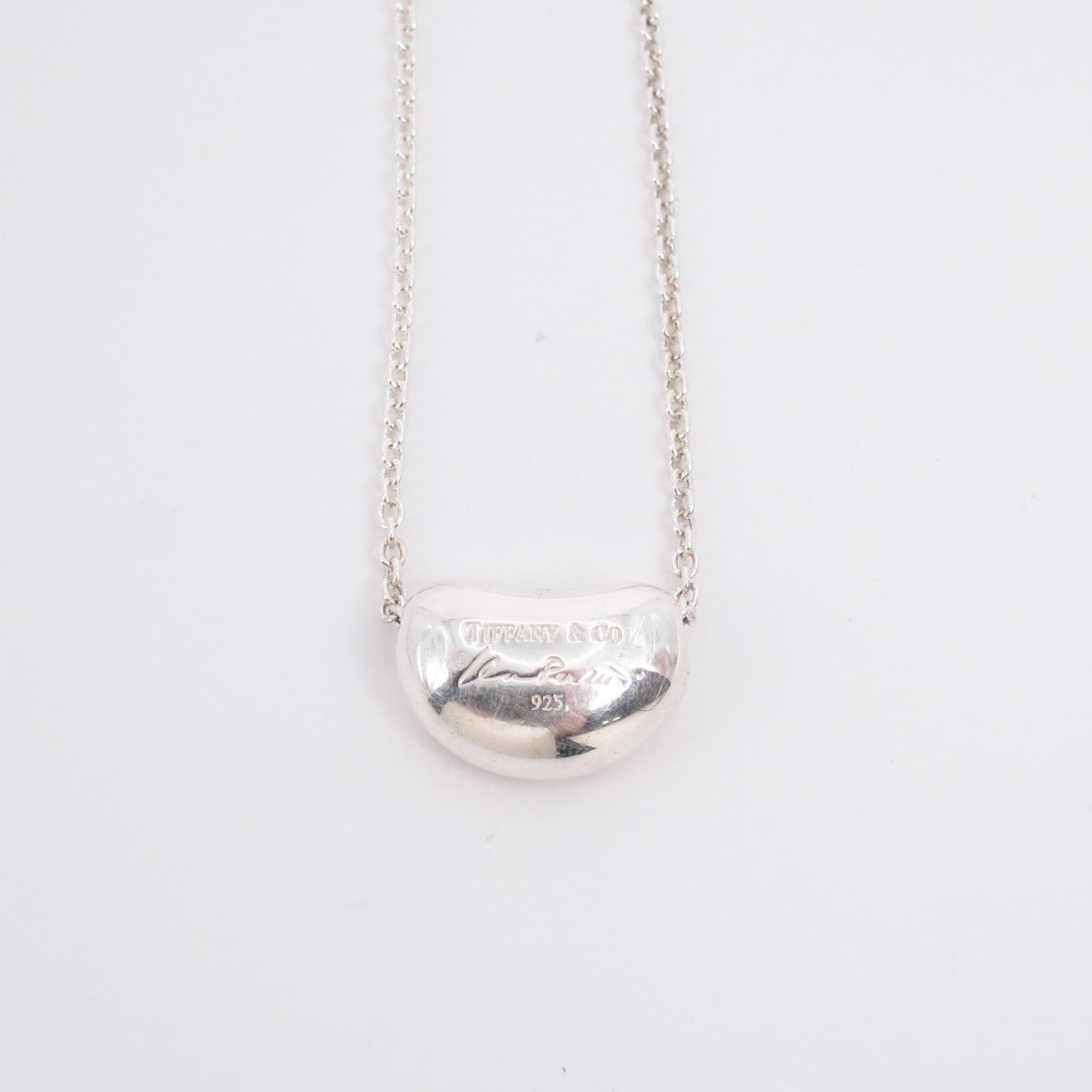 Tiffany Vintage 925 Silver Bean Pendant Necklace