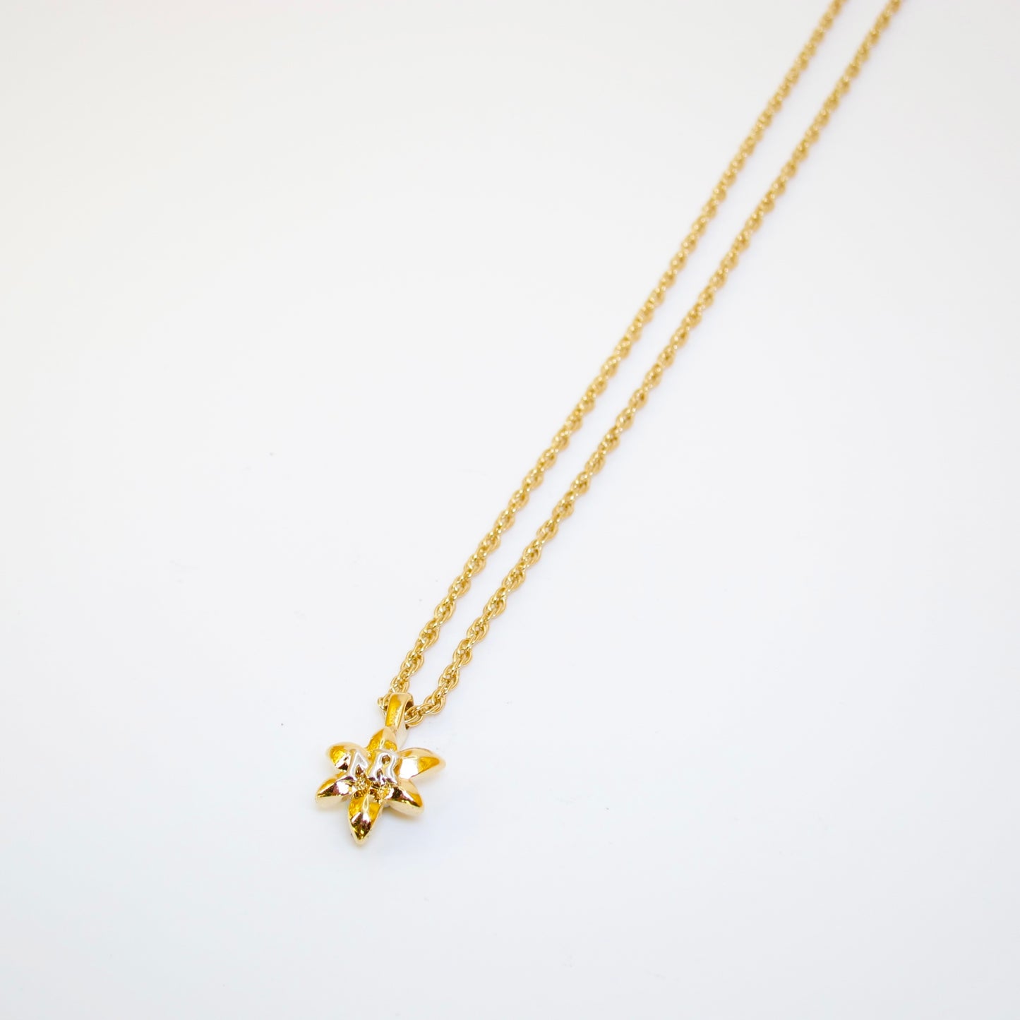Nina Ricci Vintage NR Logo on Folwer Golden Necklace