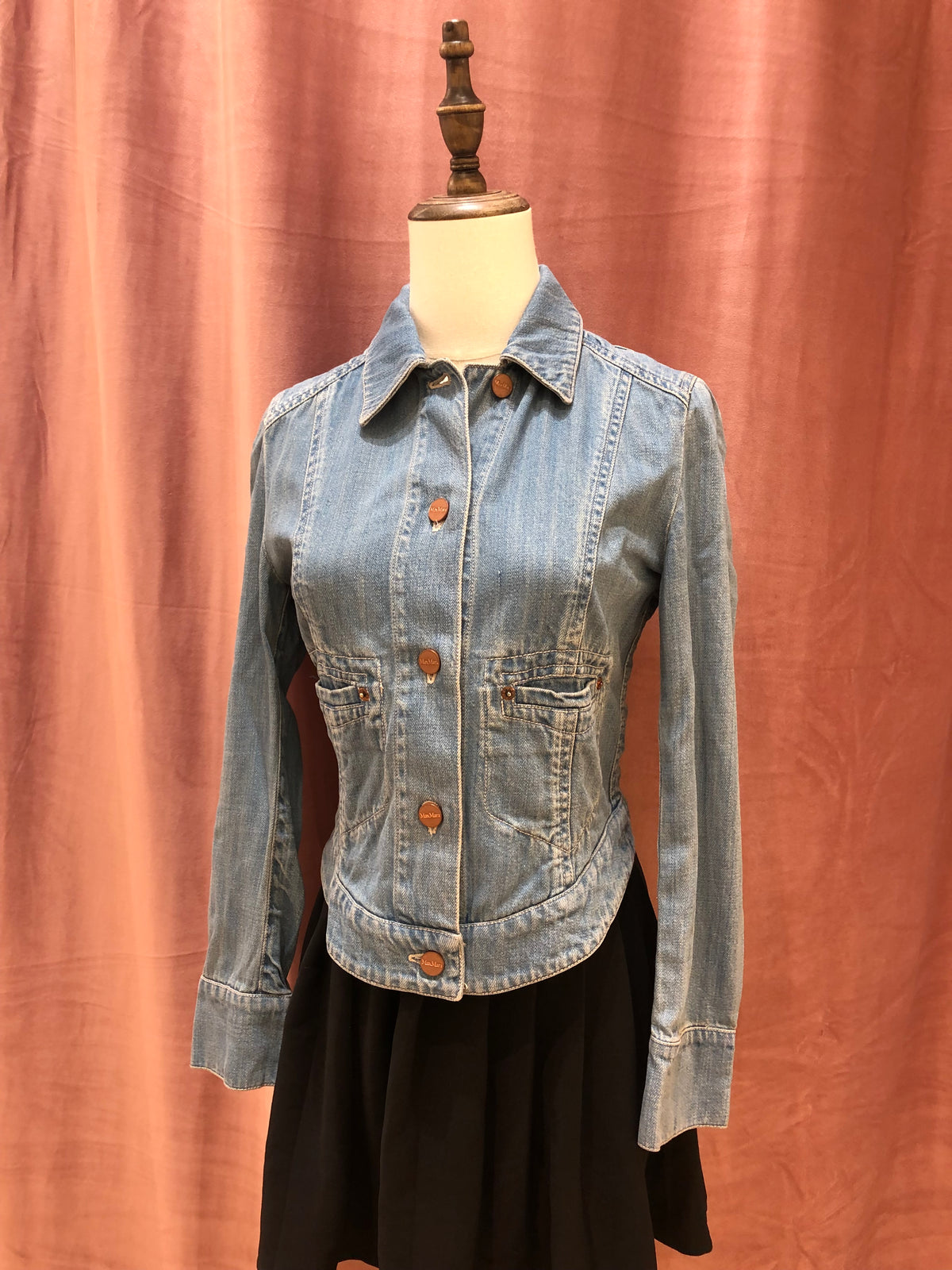 MaxMara Fitted Light Wash Denim Jacket