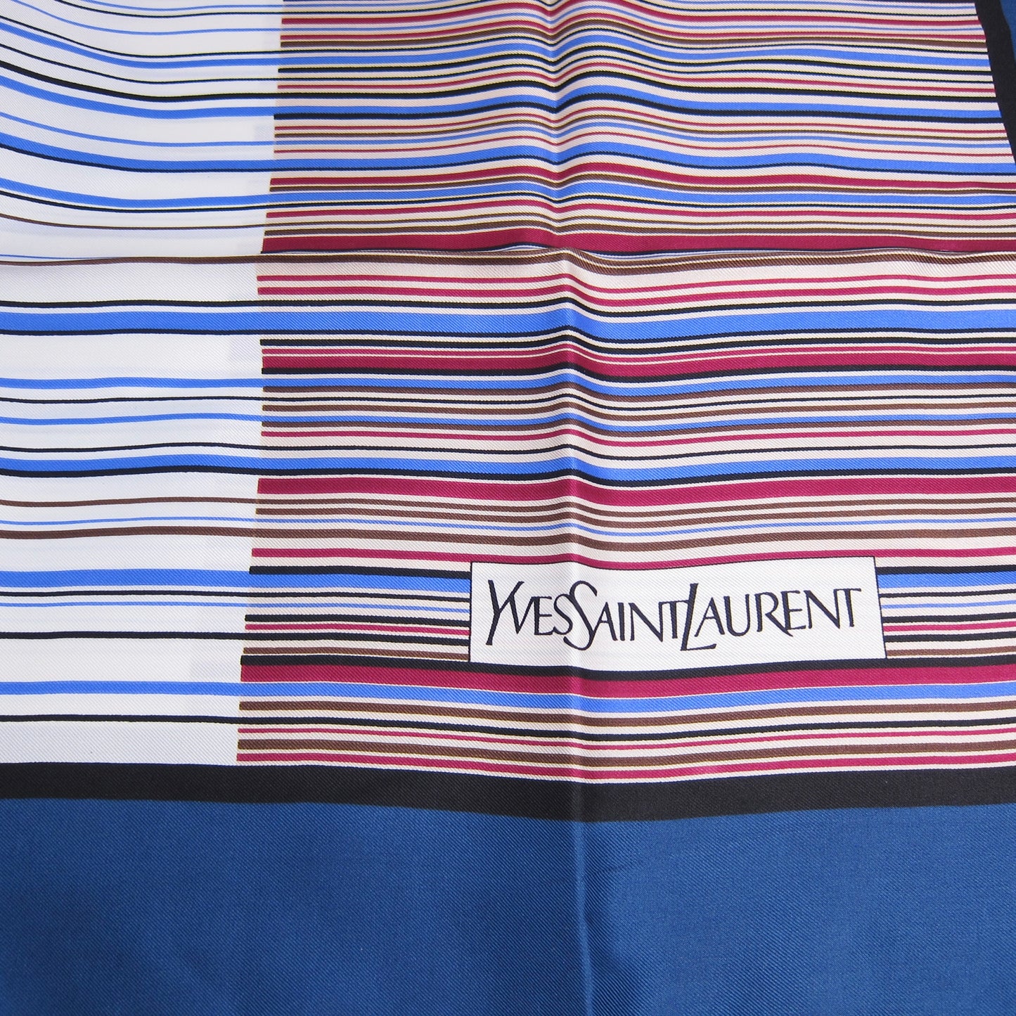 Yves Saint Laurent Vintage Multi Color Striped Silk Scarf