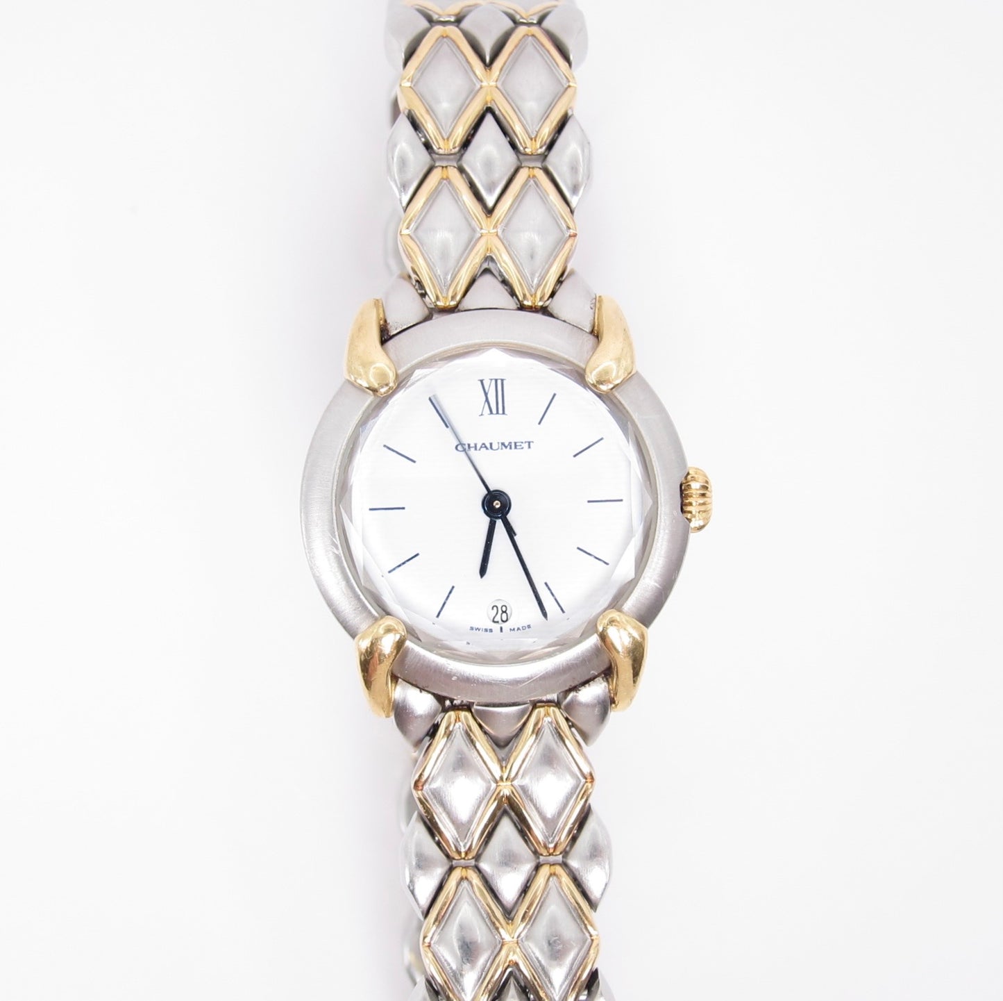 Chaumet Vintage Griffith Round White Face with Date Two Tone Watch