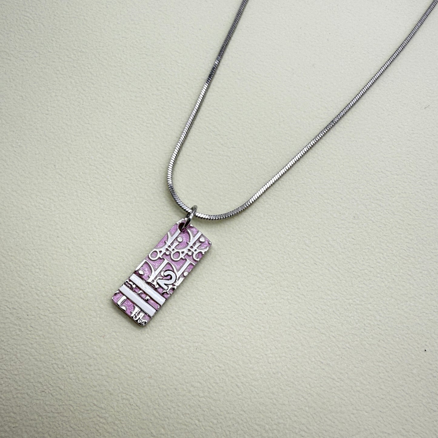 Christian Dior Vintage Pink and Silver Trotter Necklace