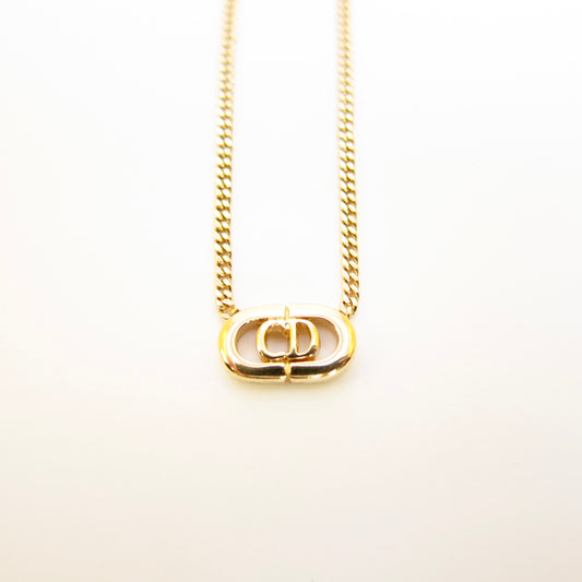 Christian Dior Vintage CD Logo Golden Necklace