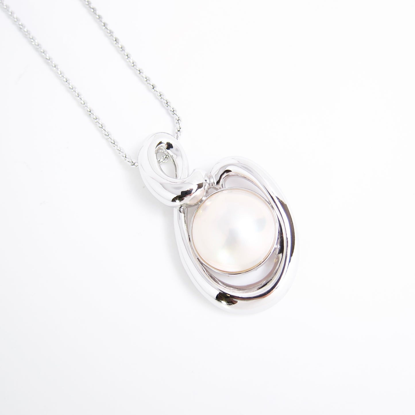 Tasaki Vintage Mabe Pearl 925 Silver Necklace