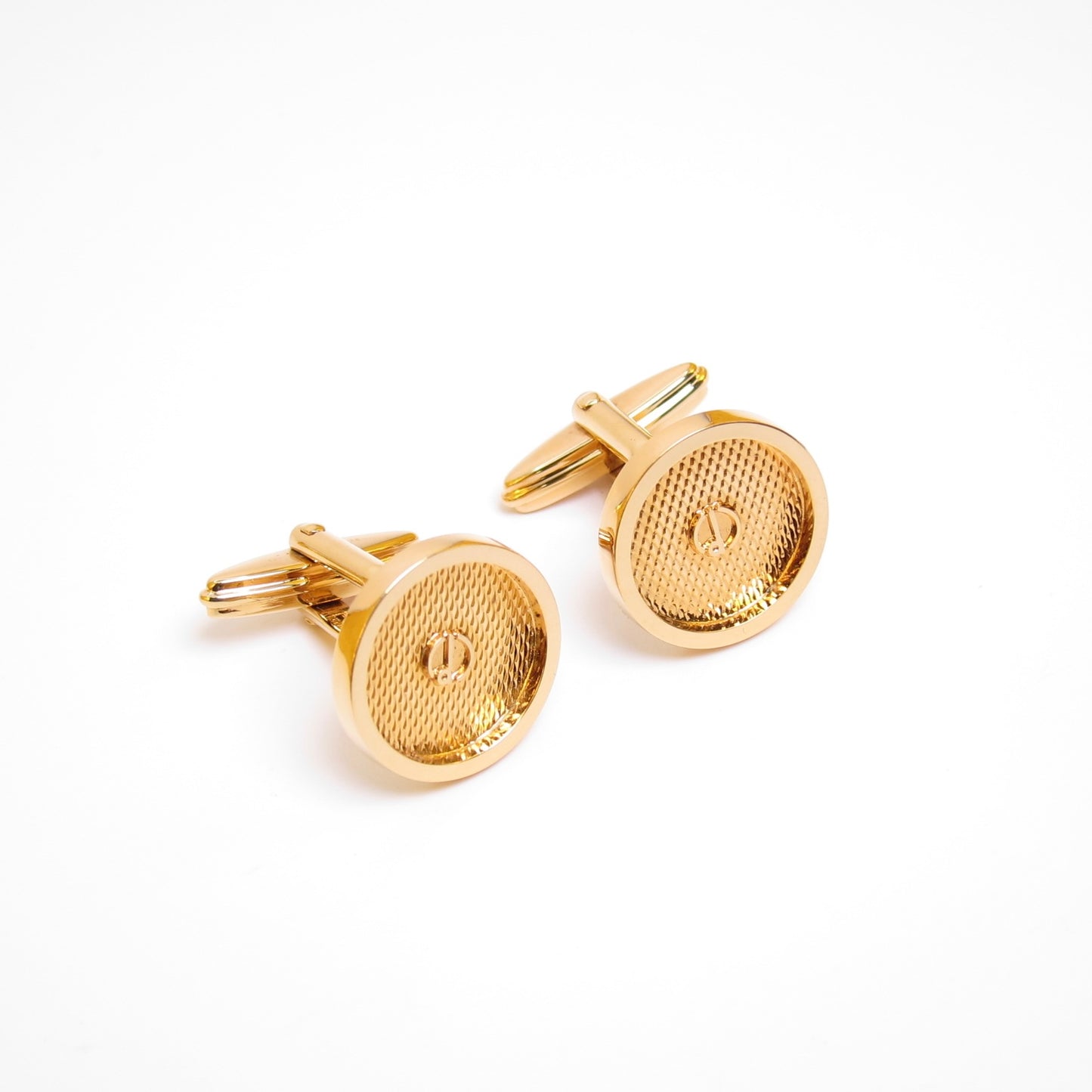 Dunhill Vintage D Logo Round Shaped Golden Cufflinks
