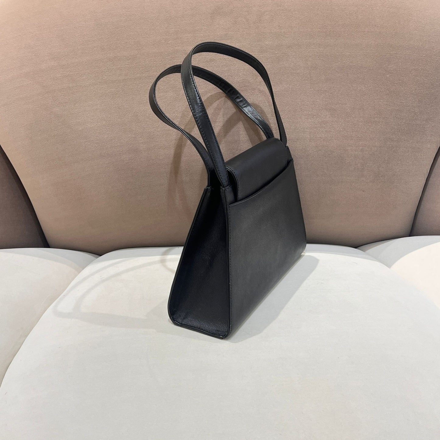 Givenchy Vintage Turn Lock Black Leather Handbag