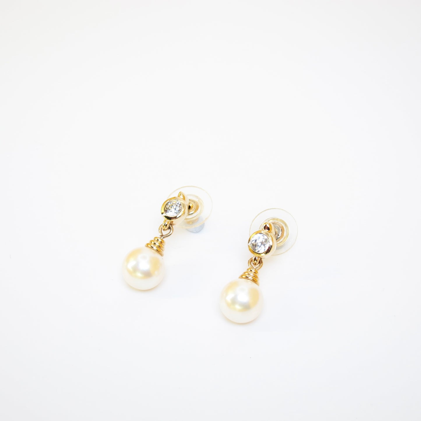 Christian Dior Vintage Pearl and Rhinestone Golden Earrings