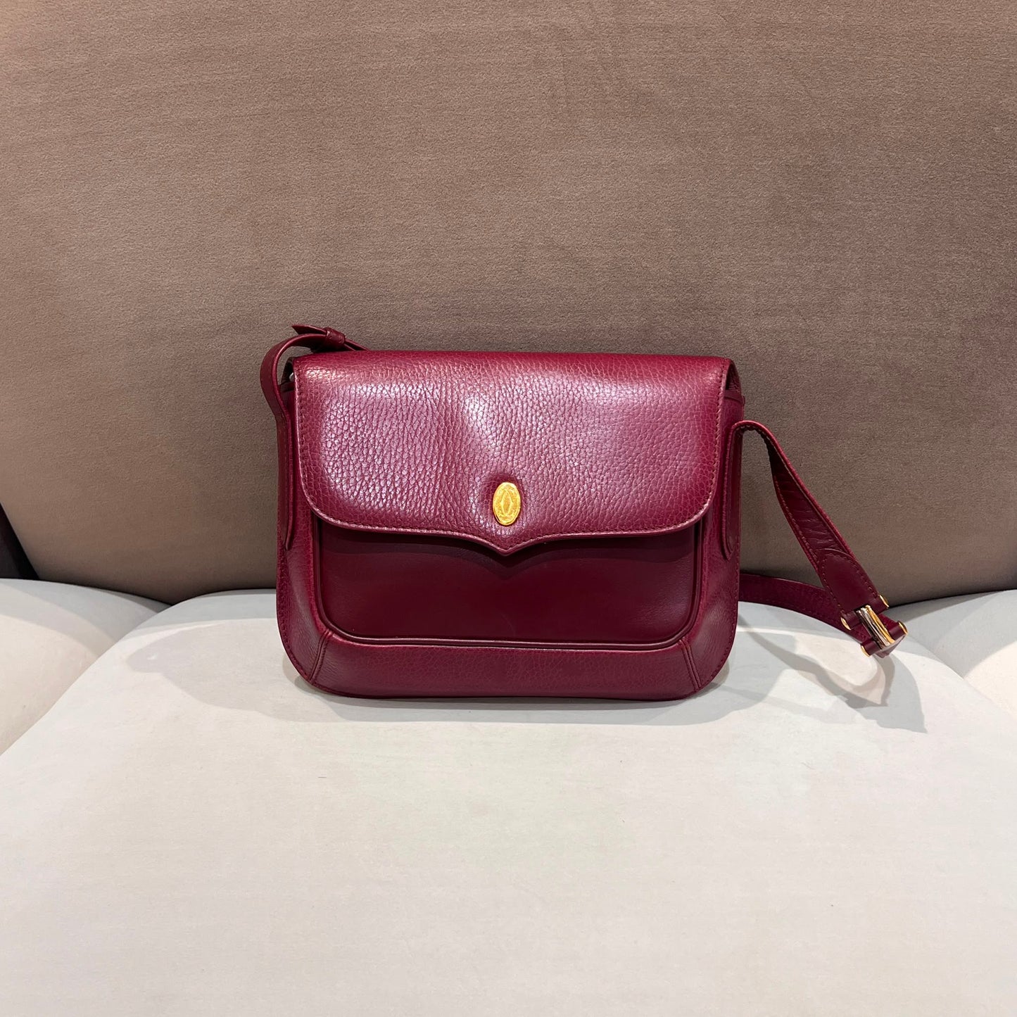 Cartier Vintage Bordeaux Leather Shoulder Bag