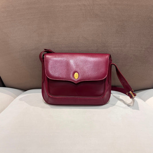 Cartier Vintage Bordeaux Leather Shoulder Bag