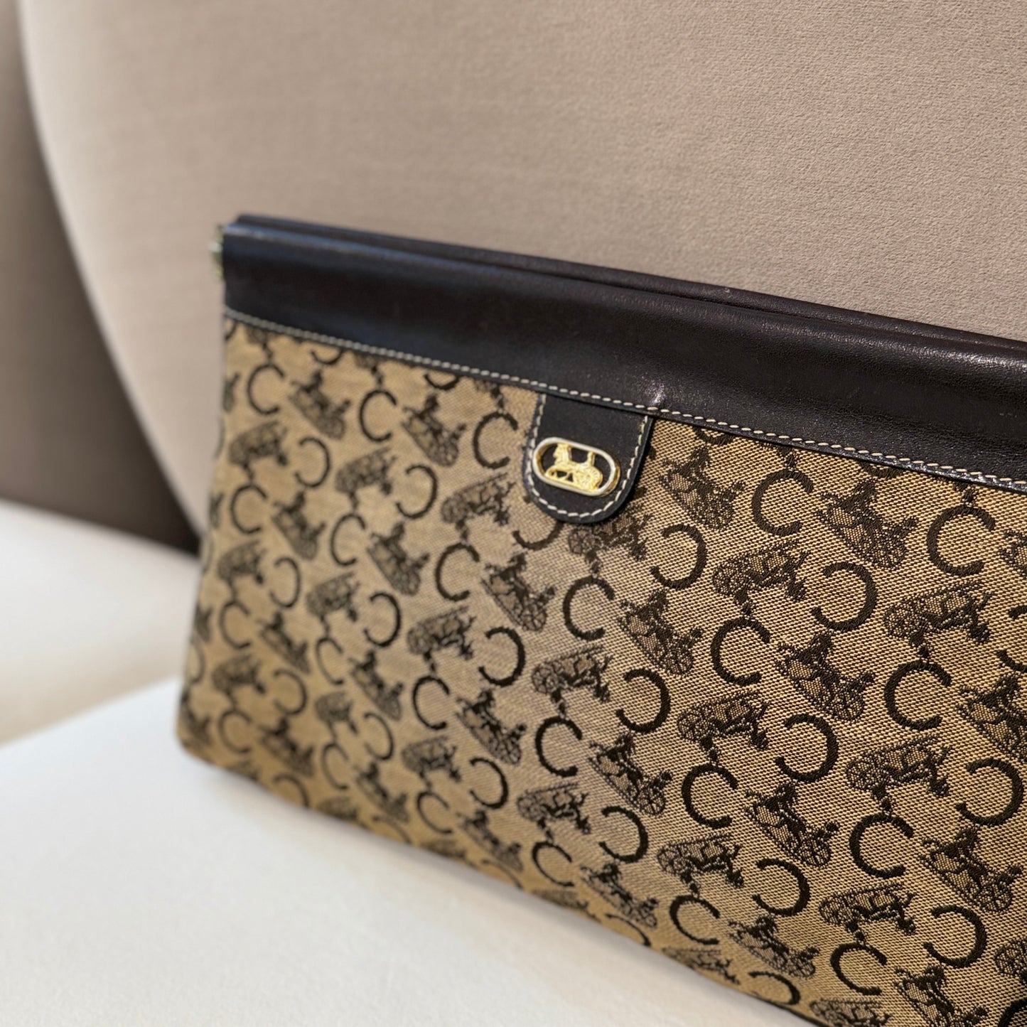 Celine Macadam Clutch Bag With Horse Carriage Motif