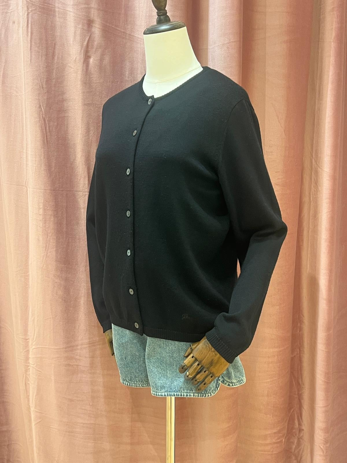 Burberry Vintage Black Wool Cardigan