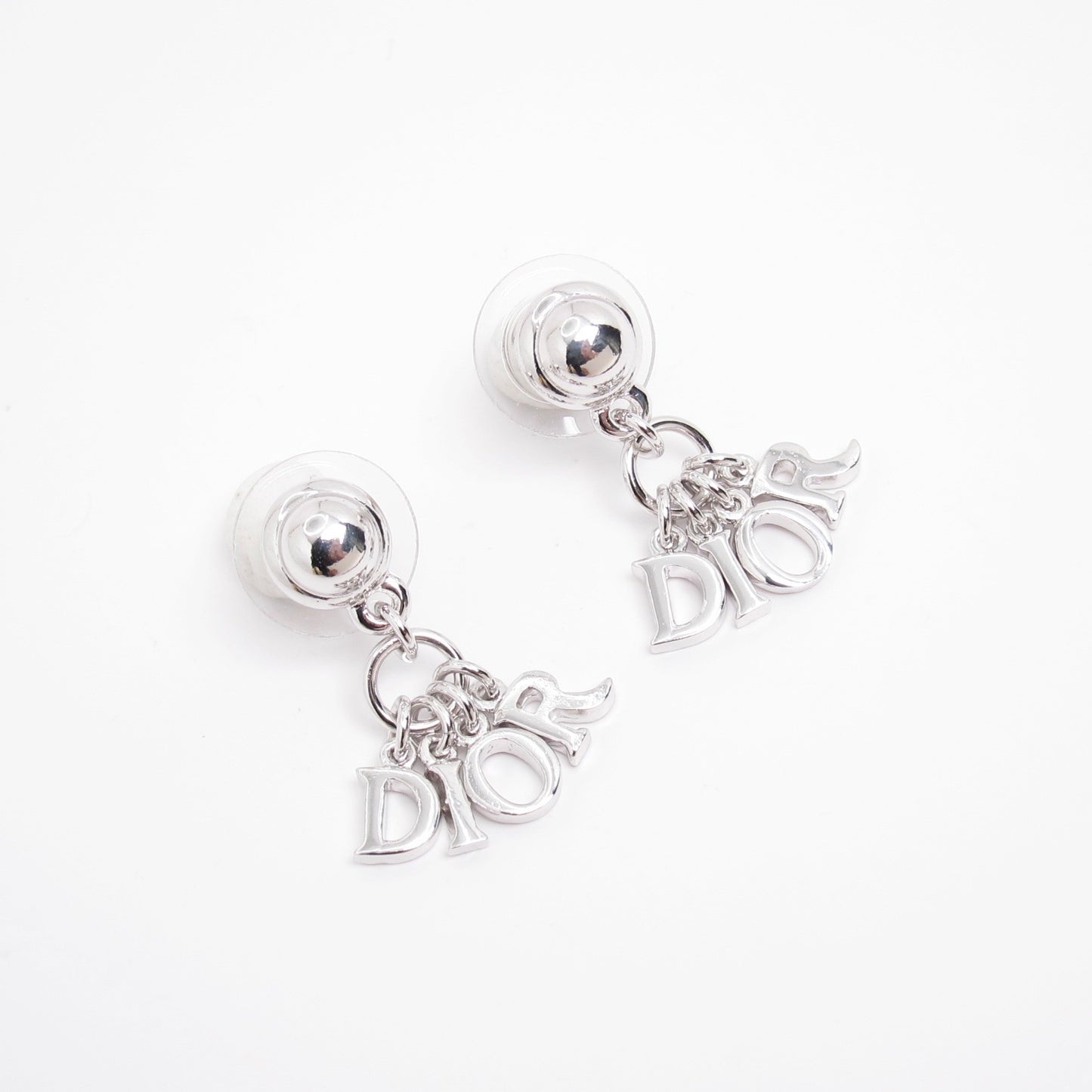 Christian Dior Vintage Dior Letter Charm Dangle Silver Earrings