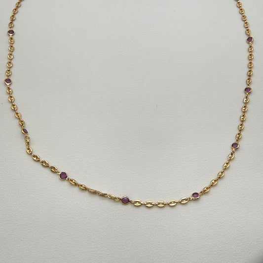 Givenchy Vintage Purple Color Stone Golden Necklace