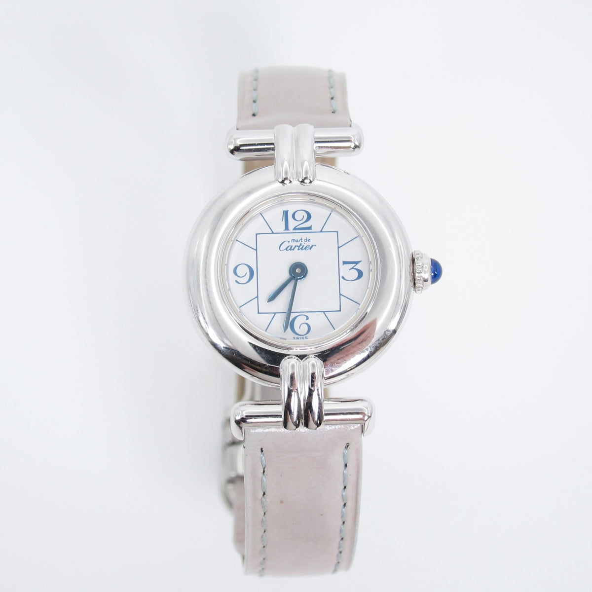 Cartier Vintage Must De Cartier Colisee White Face with Light Grey Strap Watch