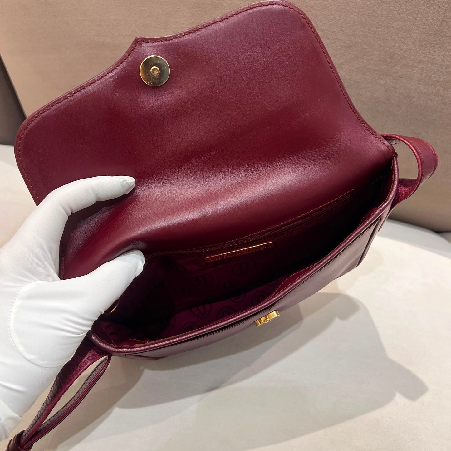 Cartier Vintage Bordeaux Leather Shoulder Bag