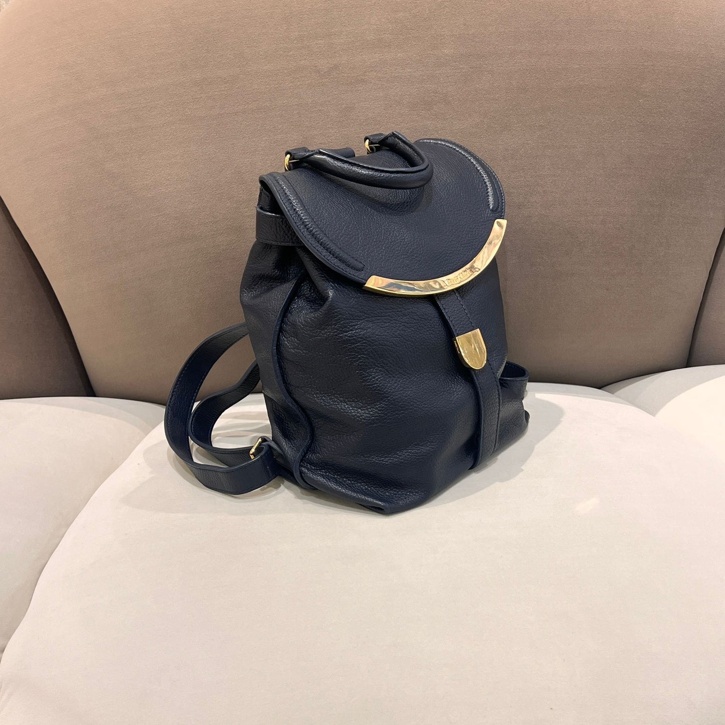 See By Chloé Vintage Black Leather Curved Hardware Backpack