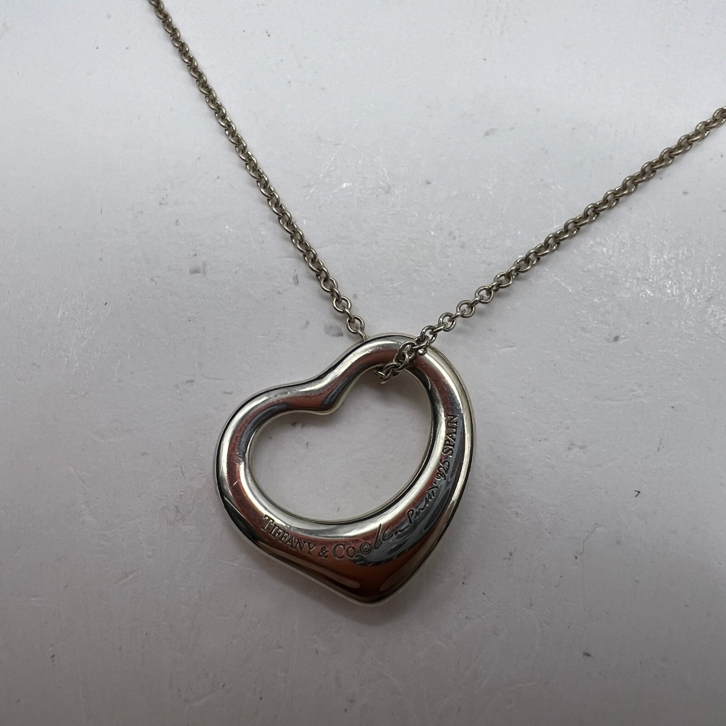 Tiffany Vintage Open Heart 925 Silver Necklace