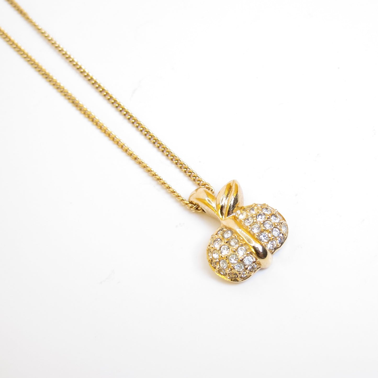 Christian Dior Vintage Apple Motif with Rhinestone Golden Necklace