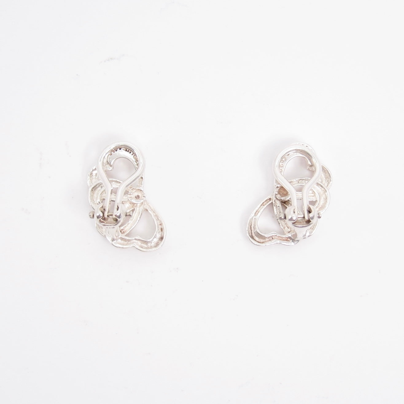 Tiffany Vintage Triple Heart 925 Silver Clip-on Earrings