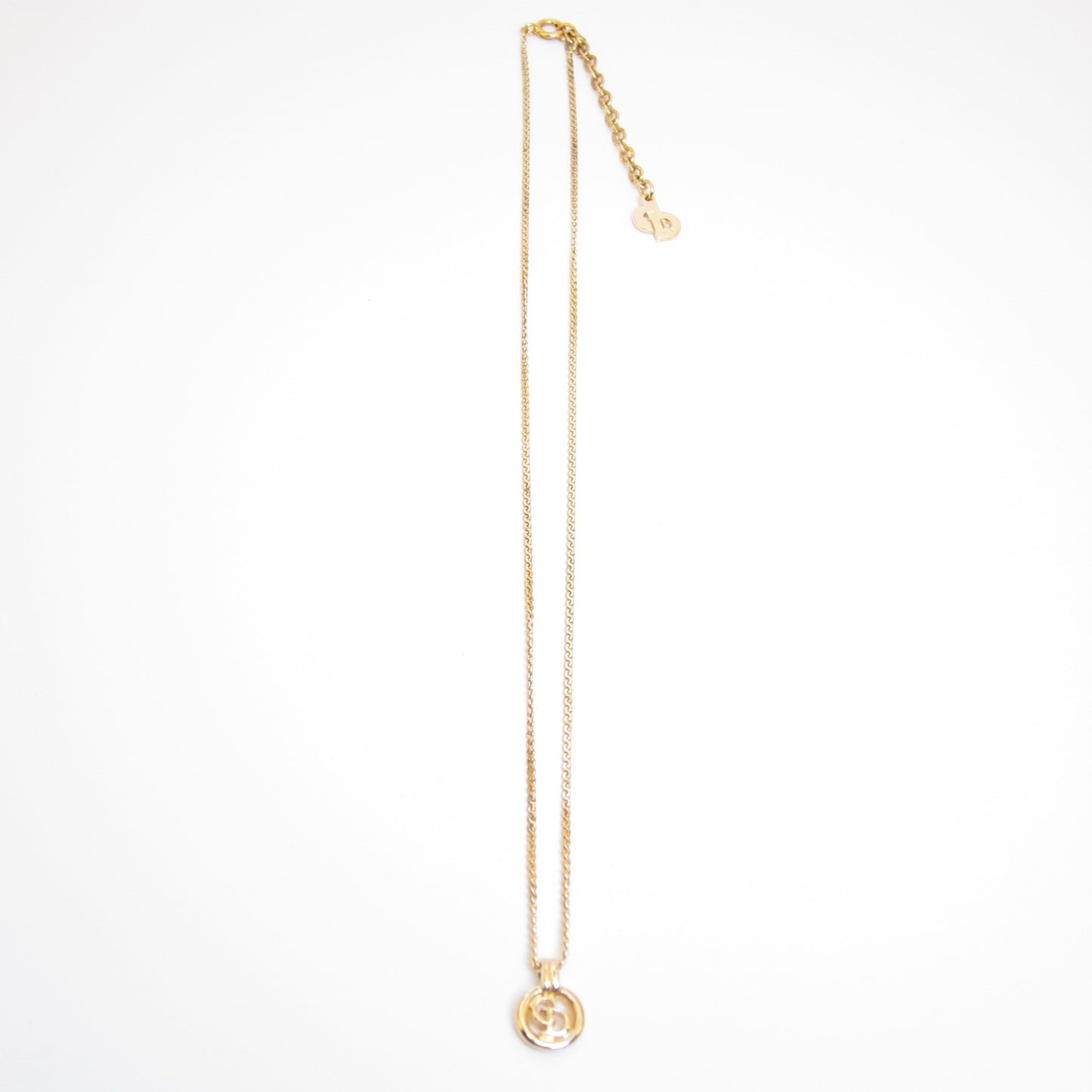 Christian Dior Vintage CD Logo in Circle Golden Necklace