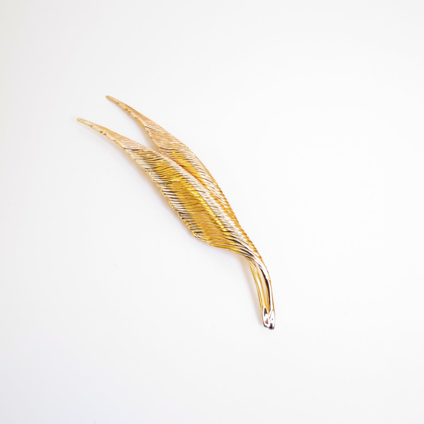 Christian Dior Vintage Feather Motif Golden Brooch