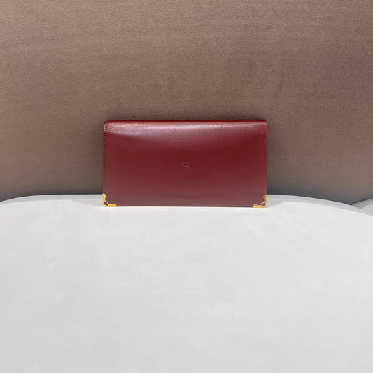 Cartier Vintage Bordeaux Leather Slim Long Wallet