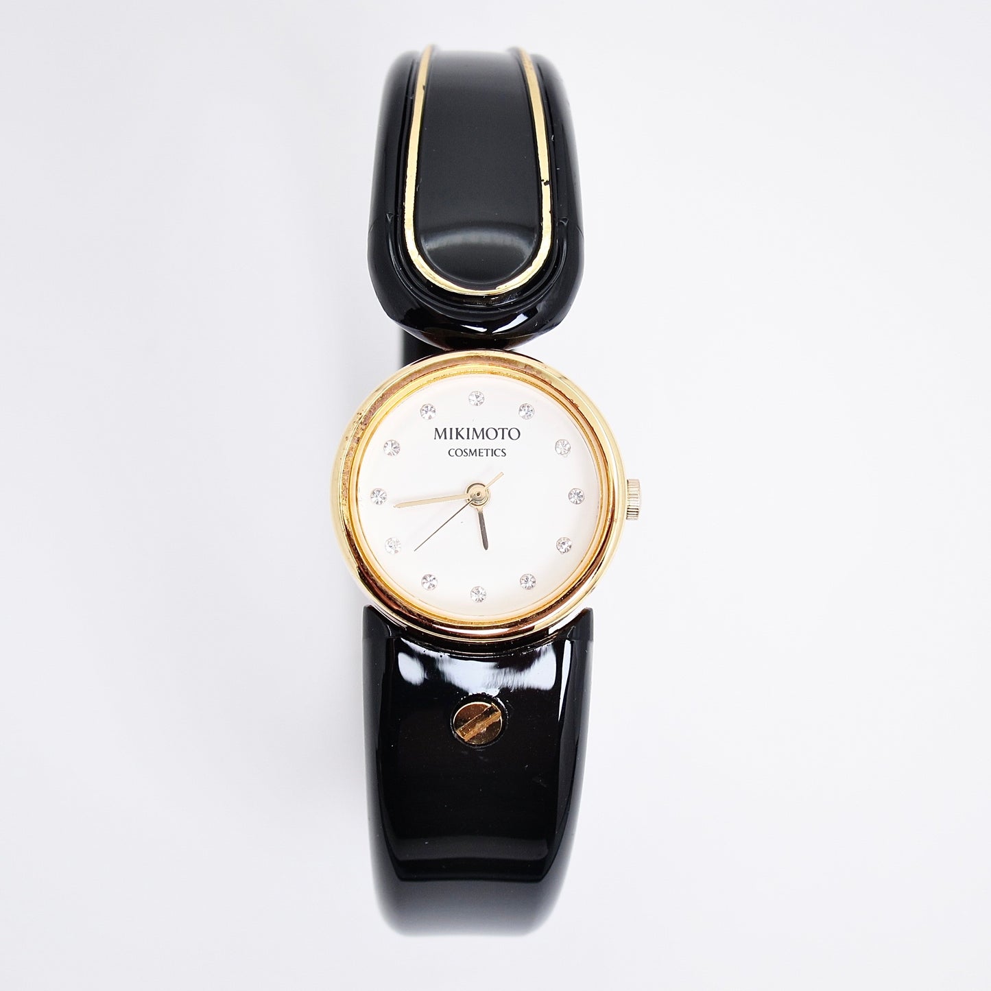 Mikimoto Vintage Round White Face with Rhinestone Bangle Watch
