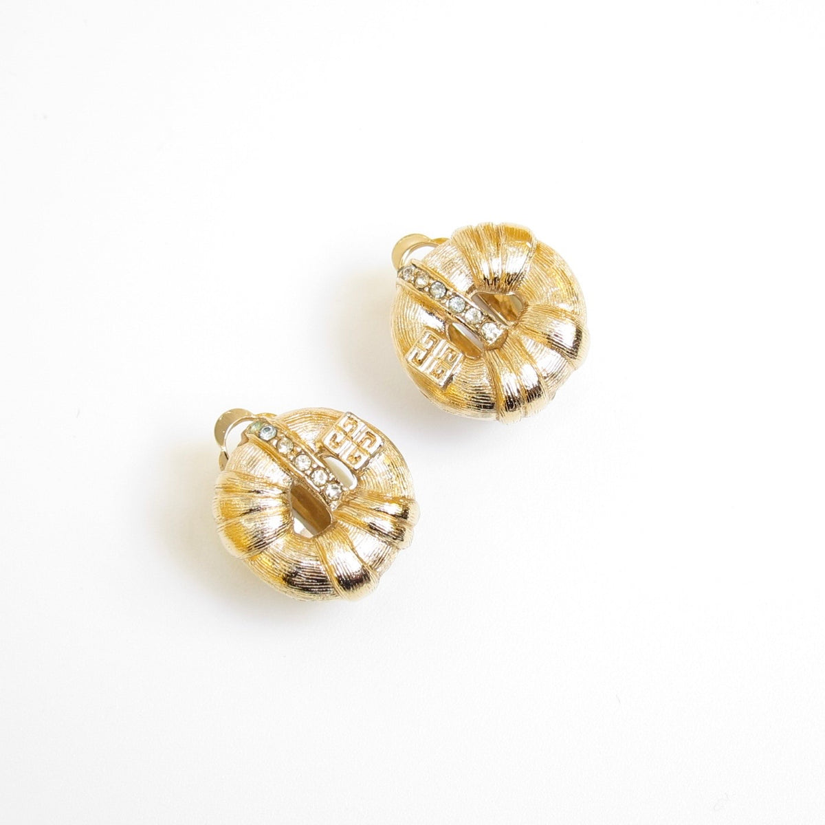 Givenchy Gold-Tone Textured Logo Clip-On Earrings
