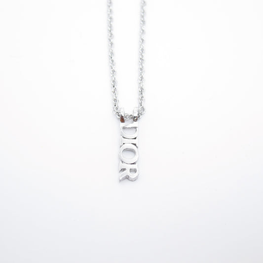 Christian Dior Vintage Dior Logo Silver Necklace