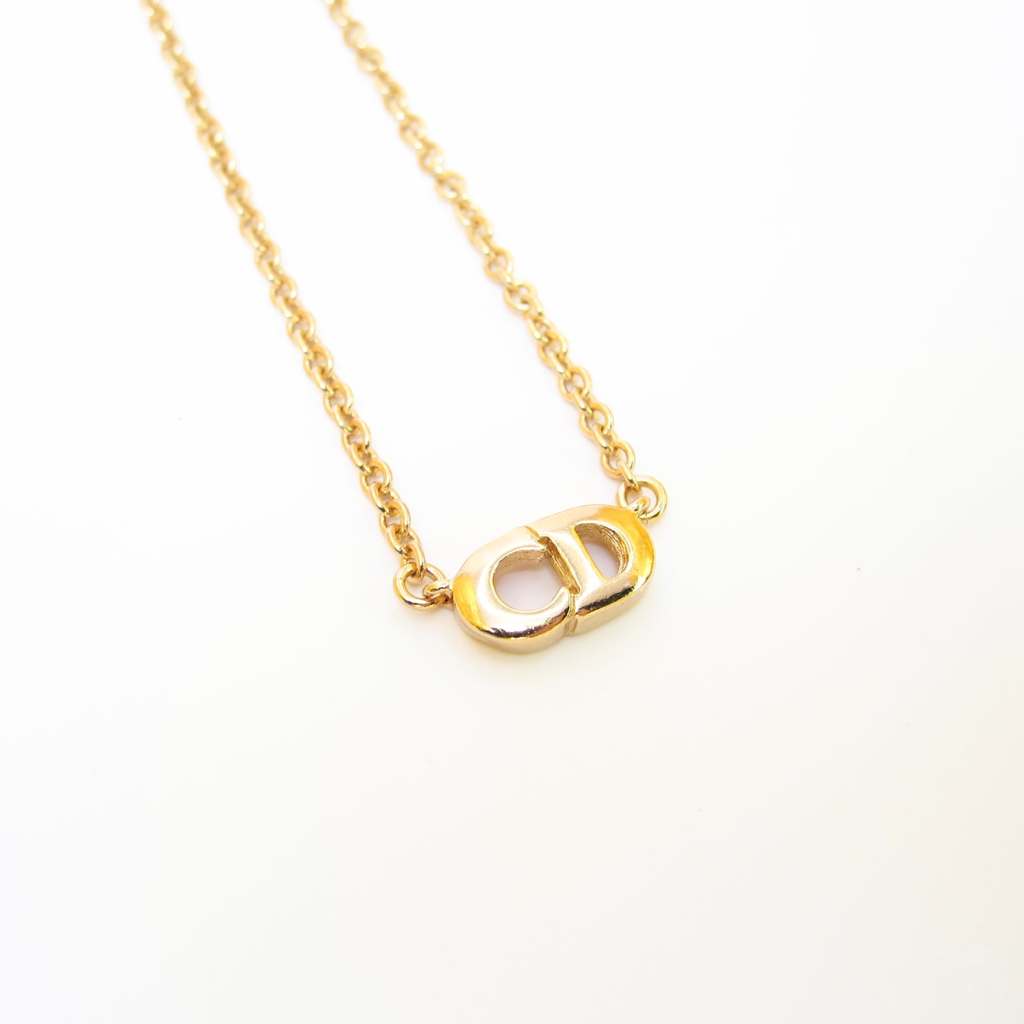 Christian Dior Vintage CD Logo Golden Necklace