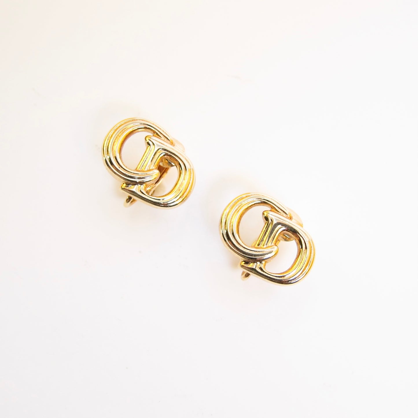 Christian Dior Vintage CD Logo Golden Clip-on Earrings