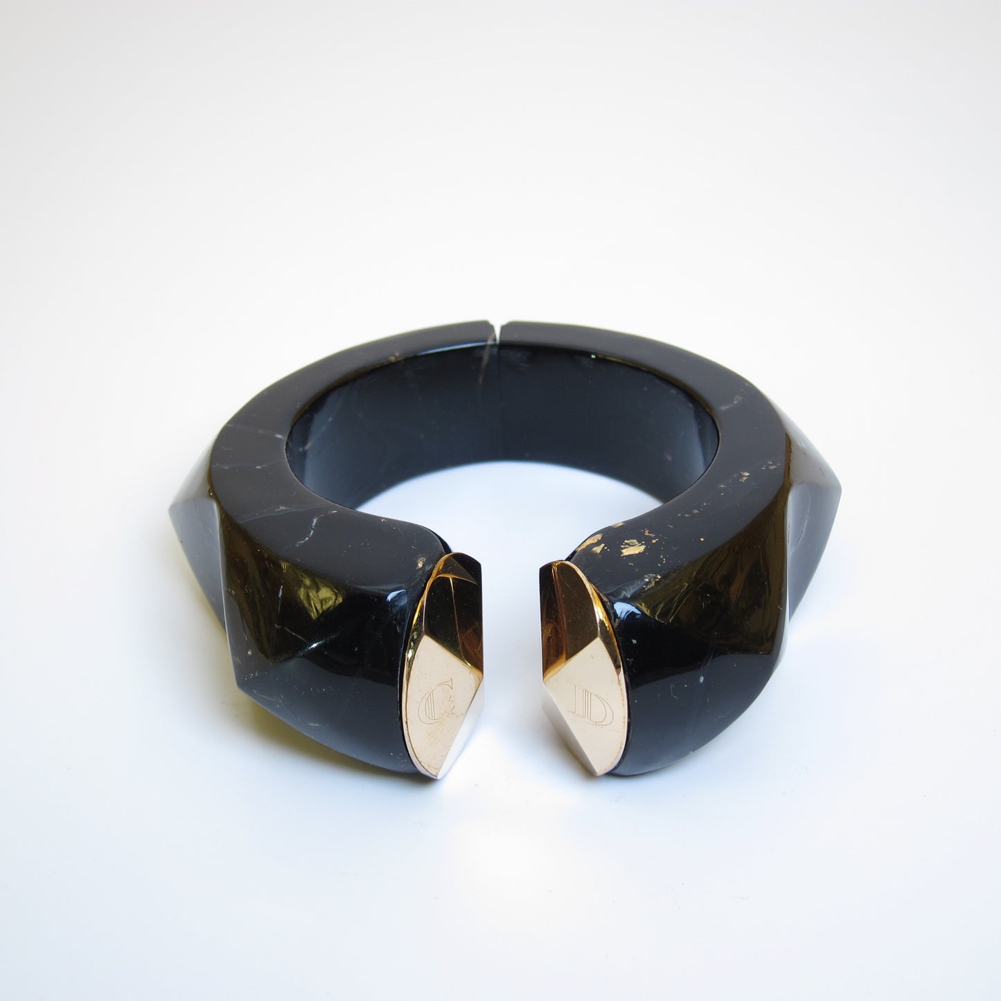 Christian Dior Vintage CD Logo Black and Golden Bangle