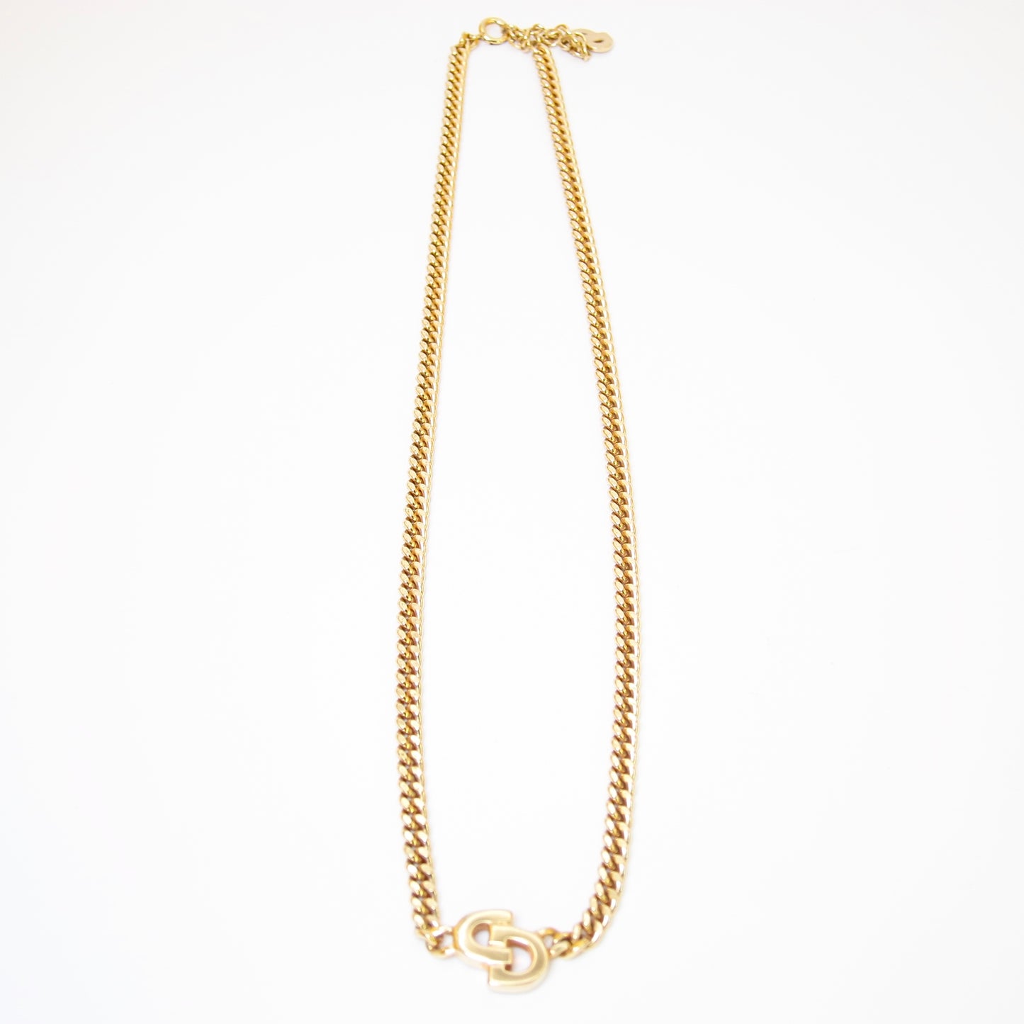 Christian Dior Vintage CD Logo Golden Chain Necklace
