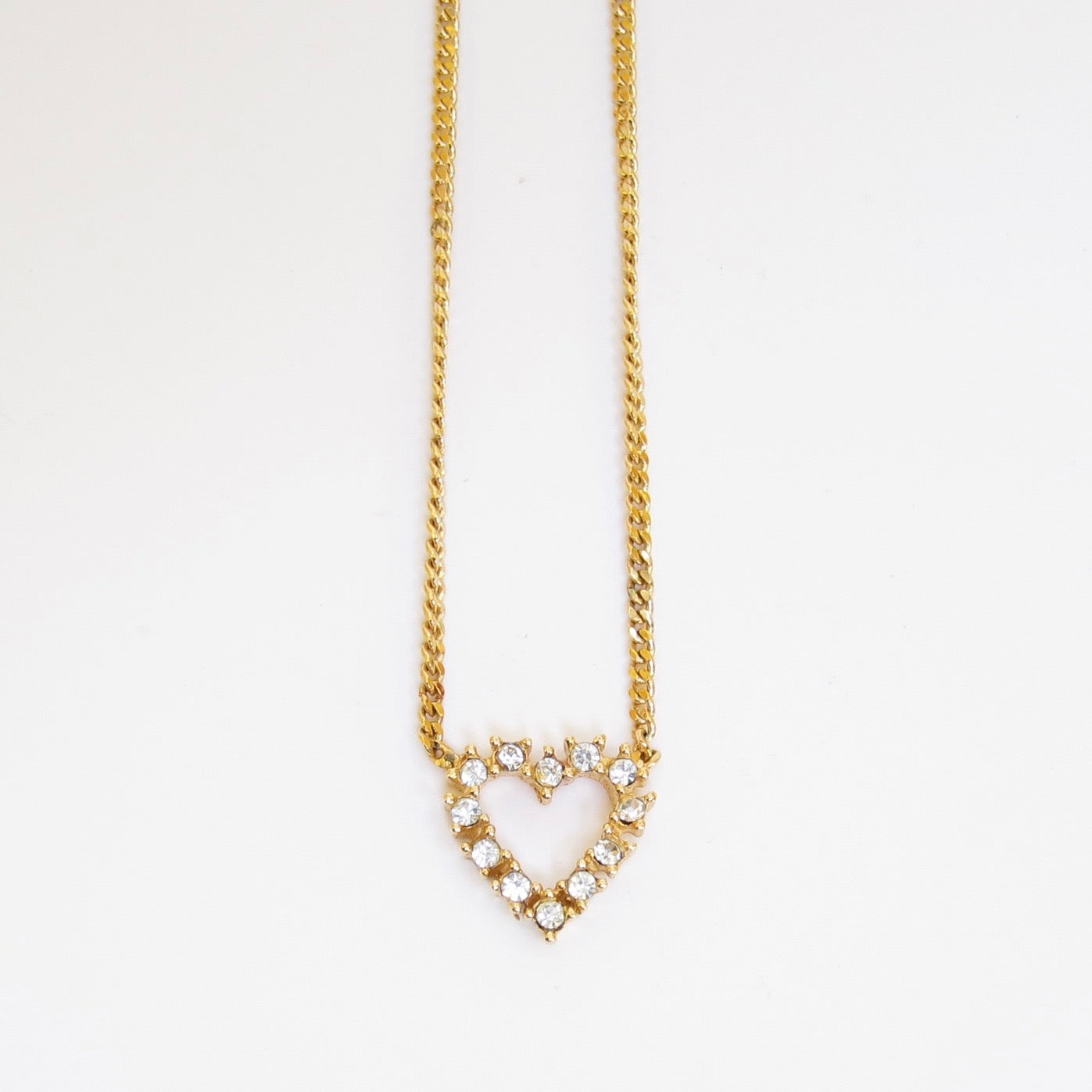 Christian Dior Vintage Heart with Rhinestone Golden Necklace