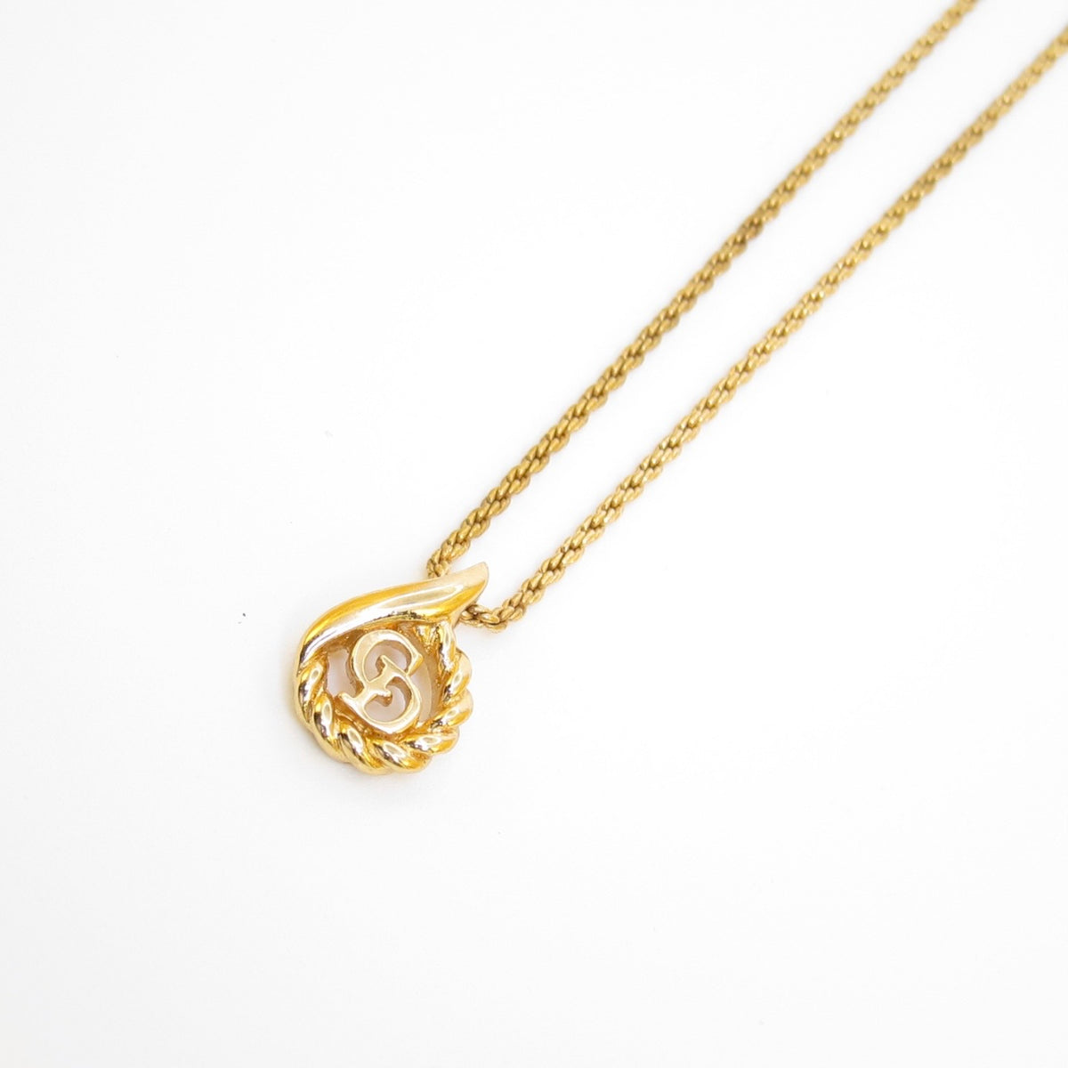 Christian Dior Vintage Teardrop CD Logo Gold-Tone Necklace