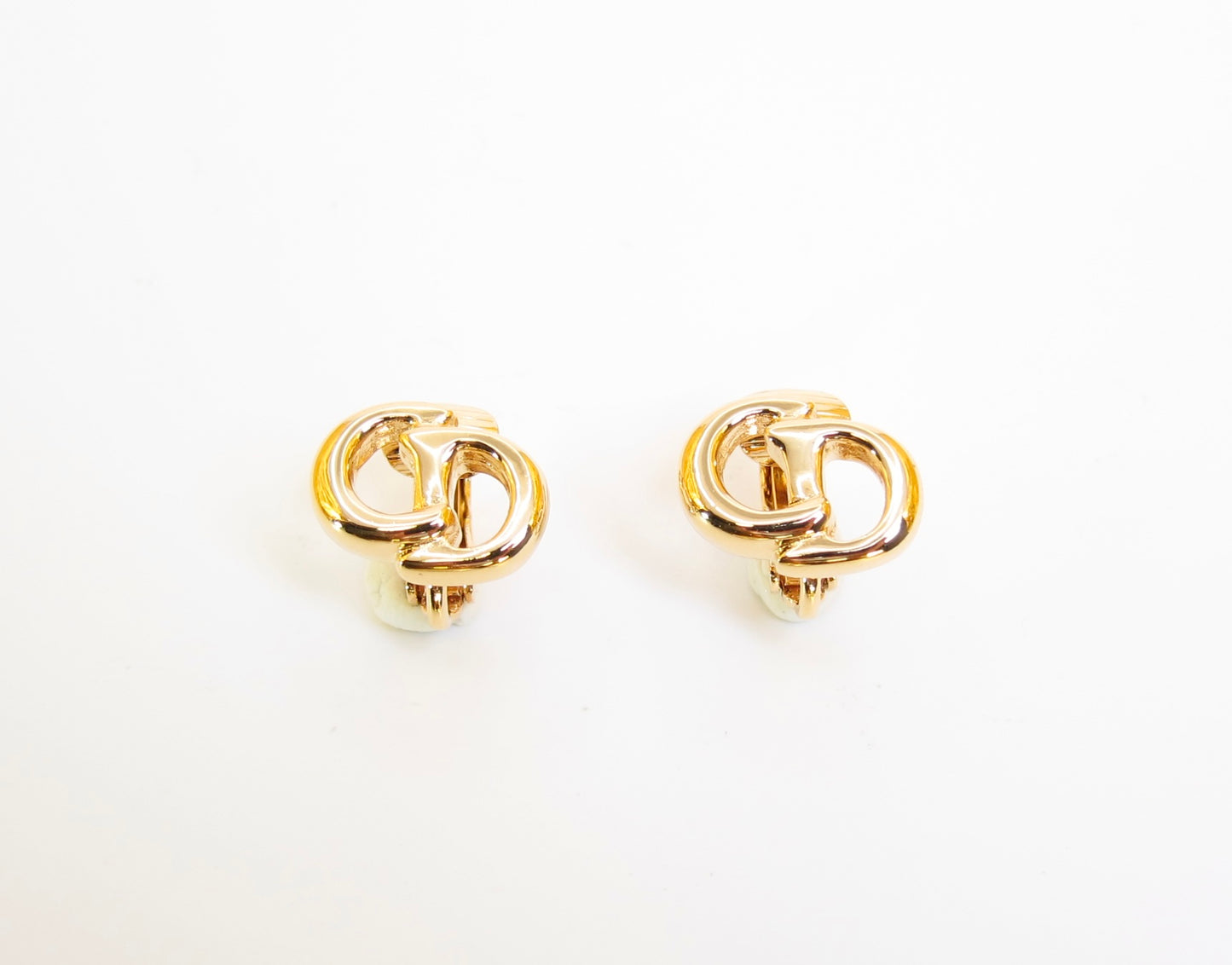 Christian Dior Vintage CD Logo Golden Clip-on Earrings