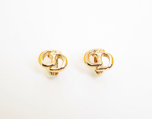 Christian Dior Vintage CD Logo Golden Clip-on Earrings