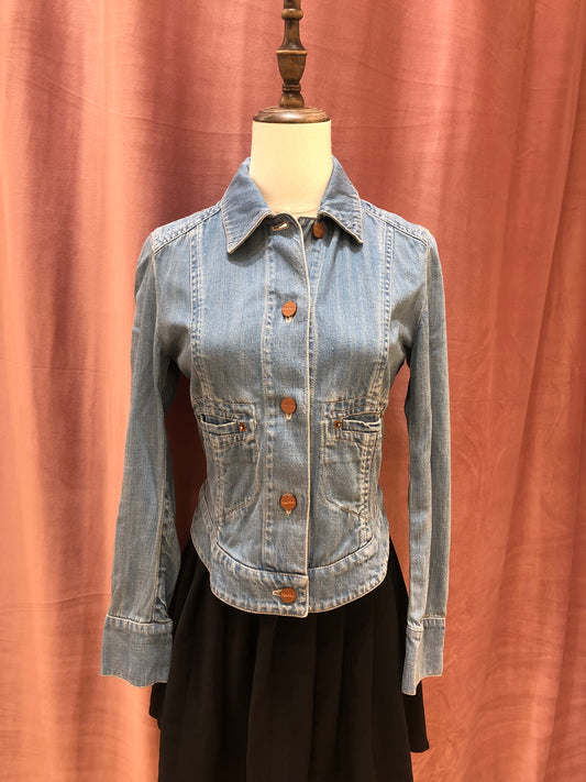 MaxMara Fitted Light Wash Denim Jacket