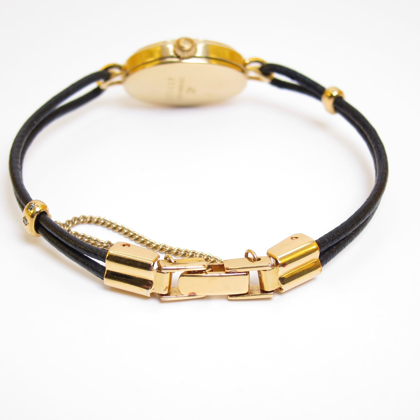 4°C Vintage Oval White Dial Black Leather Cord Bracelet Watch