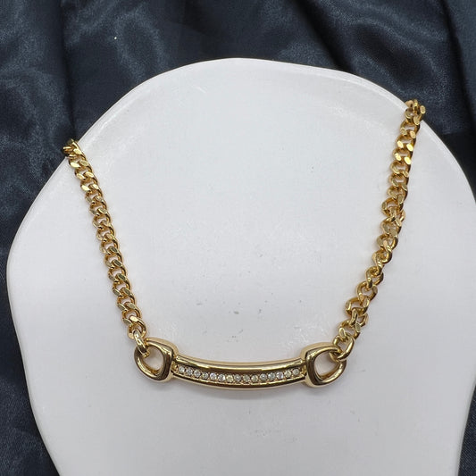 Christian Dior Vintage Smile Shape with Rhinestone Golden Necklace