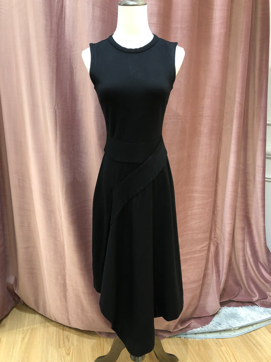 CALVIN KLEIN Black Asymmetric Wrap-waist Dress