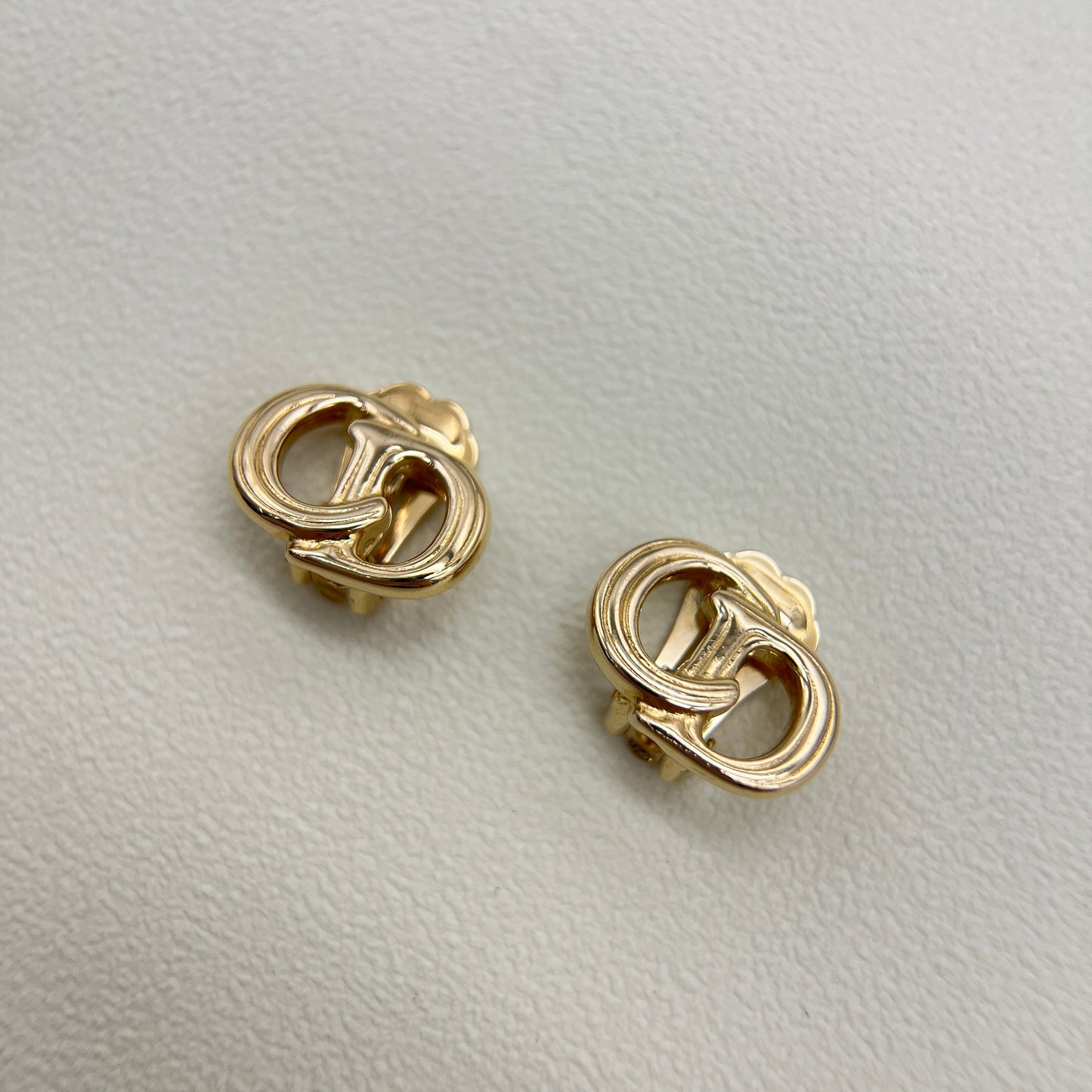 Christian Dior Vintage CD Logo Golden Clip-on Earrings