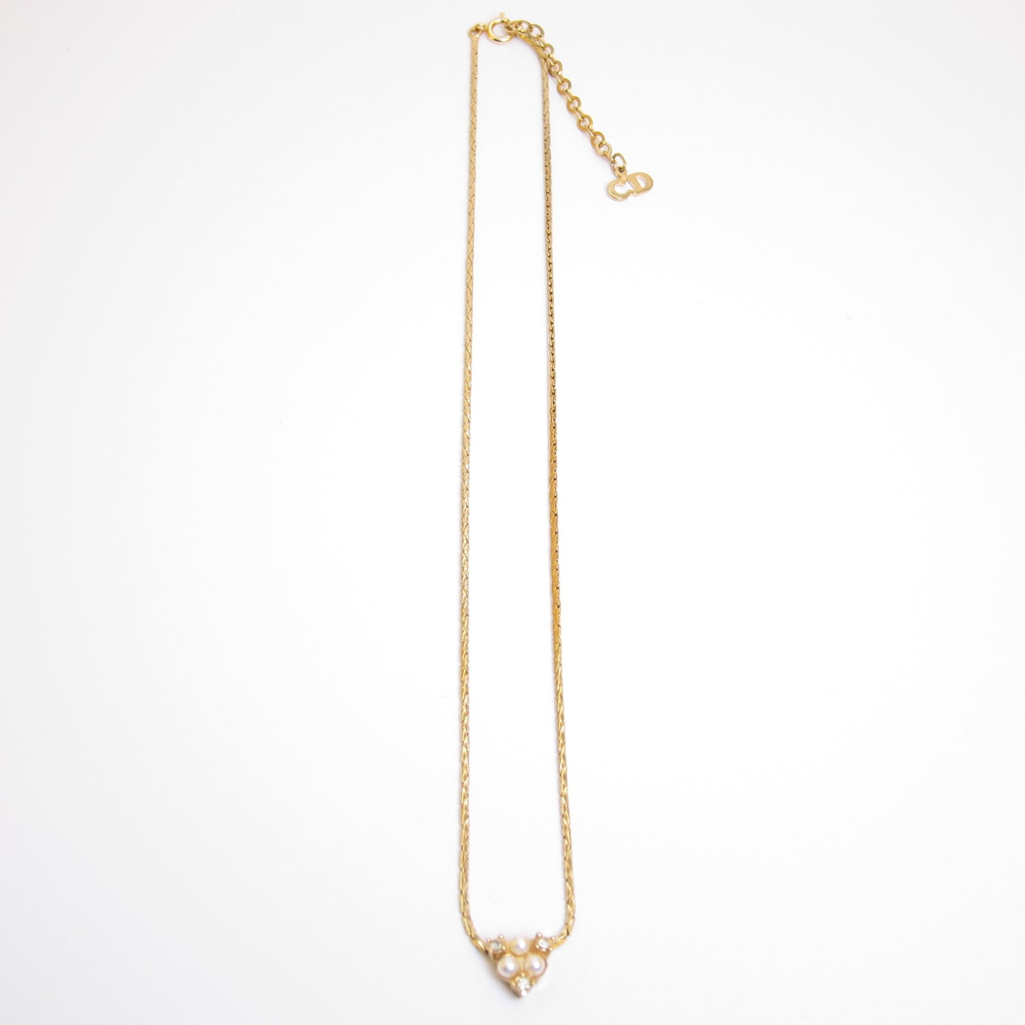 Christian Dior Vintage Pearl and Rhinestone Golden Necklace